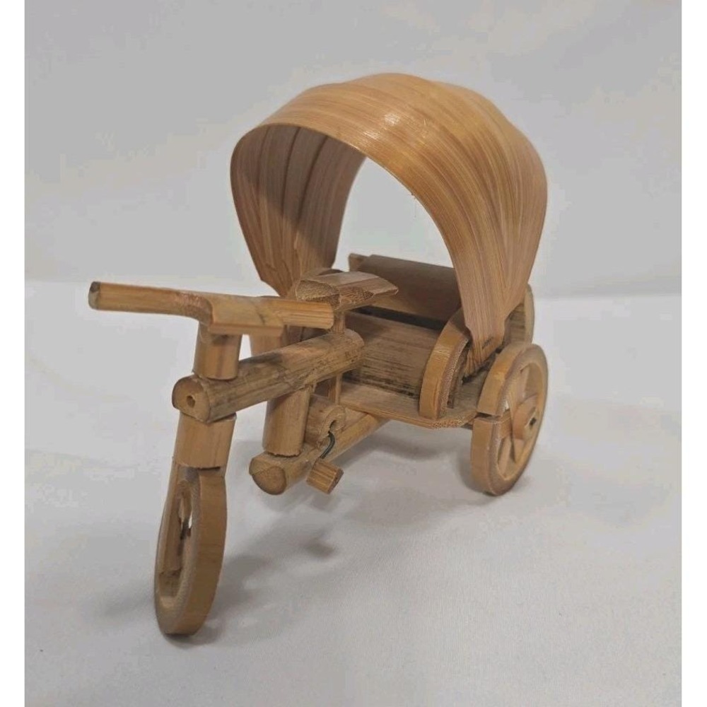 Handcrafted Bamboo‎ Model Traditional Thai Tricycle Rickshaw " Tuk Tuk"